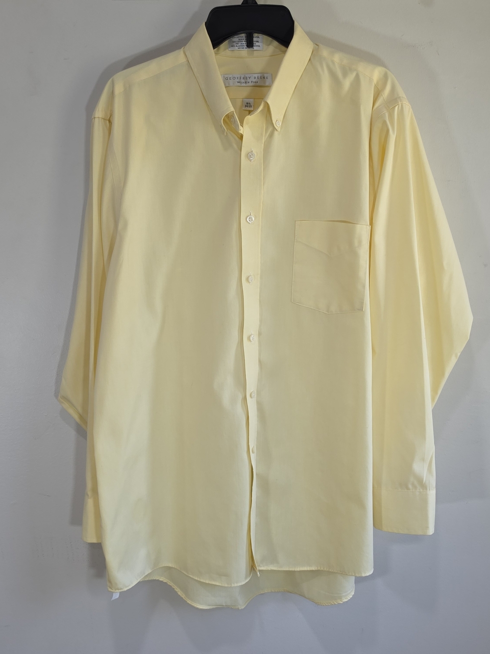 Vintage Geoffrey Beene Pale Yellow Button-Down Dress Shirt